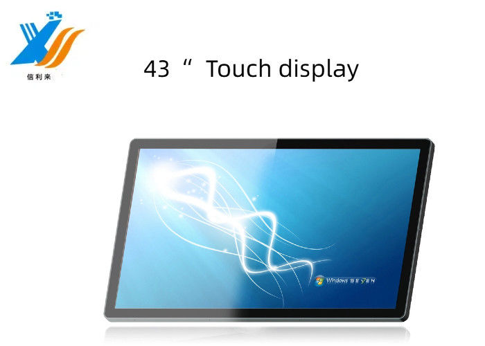 43 اینچ VGA HDMI رابط رابط صفحه لمسی صفحه نمایش چند نقطه ای PCAP صفحه لمسی LCD سفارشی ضد آب ضد روغن قلم لمسی لمسی انگشت ضد UV AR AG AF آموزش تجاری